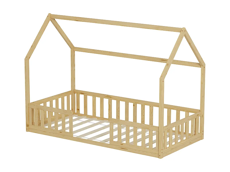 MINEA | Lit cabane avec barrière NID ENCHANTE 90x190 cm (matelas non inclus)