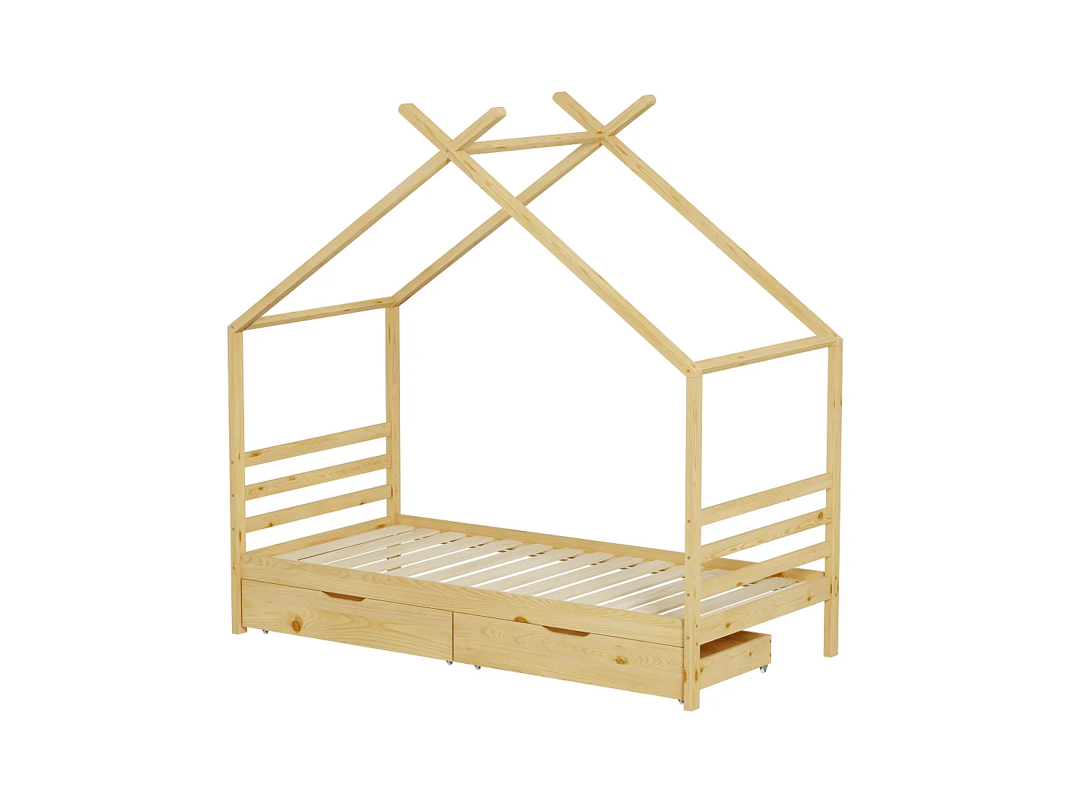MINEA | Lit cabane avec tiroir BAMBINO 90x190 cm (matelas non inclus)