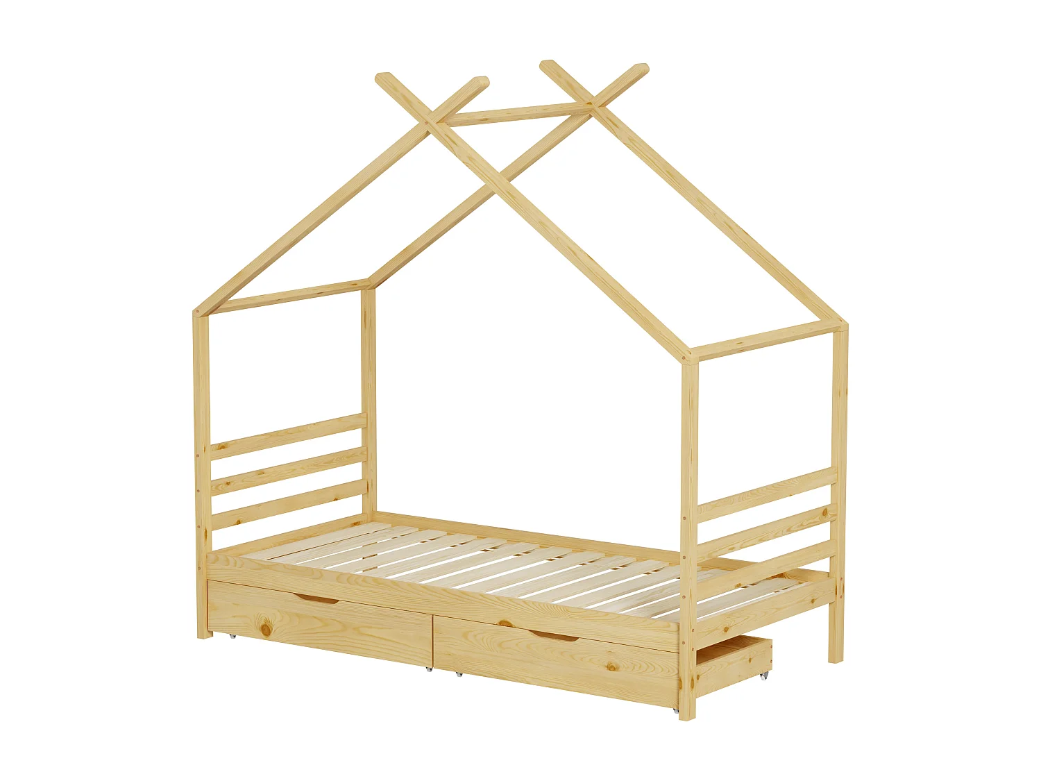 MINEA | Lit cabane avec tiroir BAMBINO 90x190 cm (matelas non inclus)