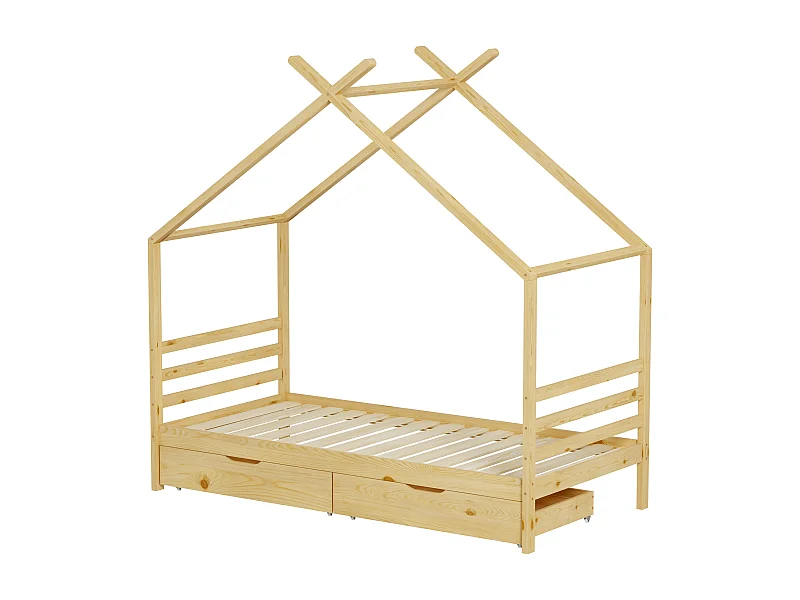 MINEA | Lit cabane avec tiroir BAMBINO 90x190 cm (matelas non inclus)