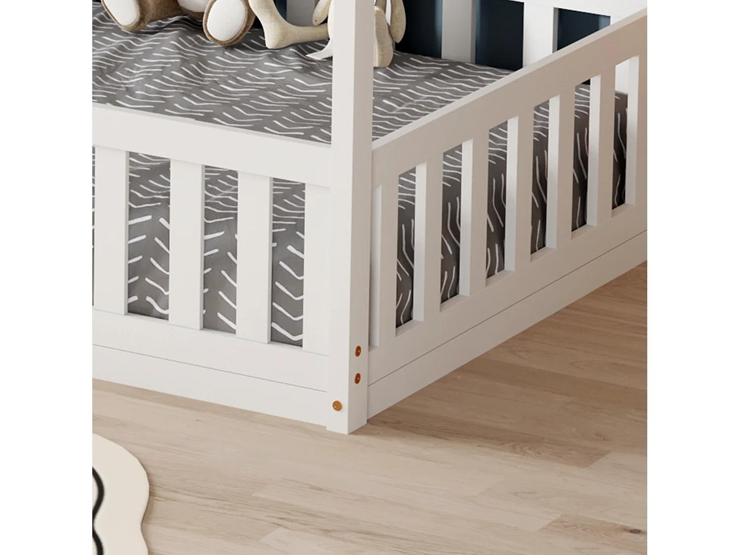 MINEA | Lit cabane avec barrière NID ENCHANTE 90x190 cm (matelas non inclus)