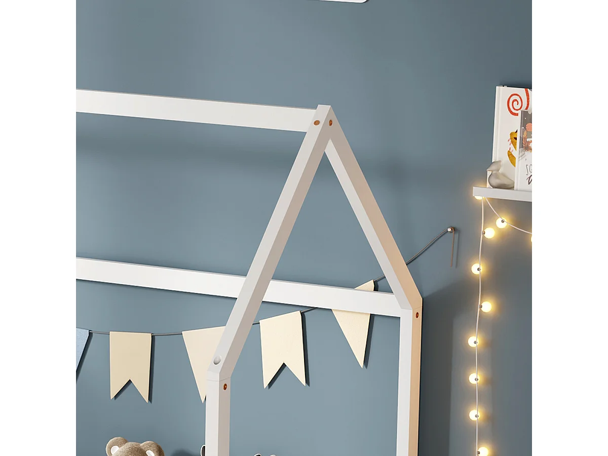 Lit cabane Nid Enchanté - Le lit qui fait rêver - Blanc - 90x190 cm