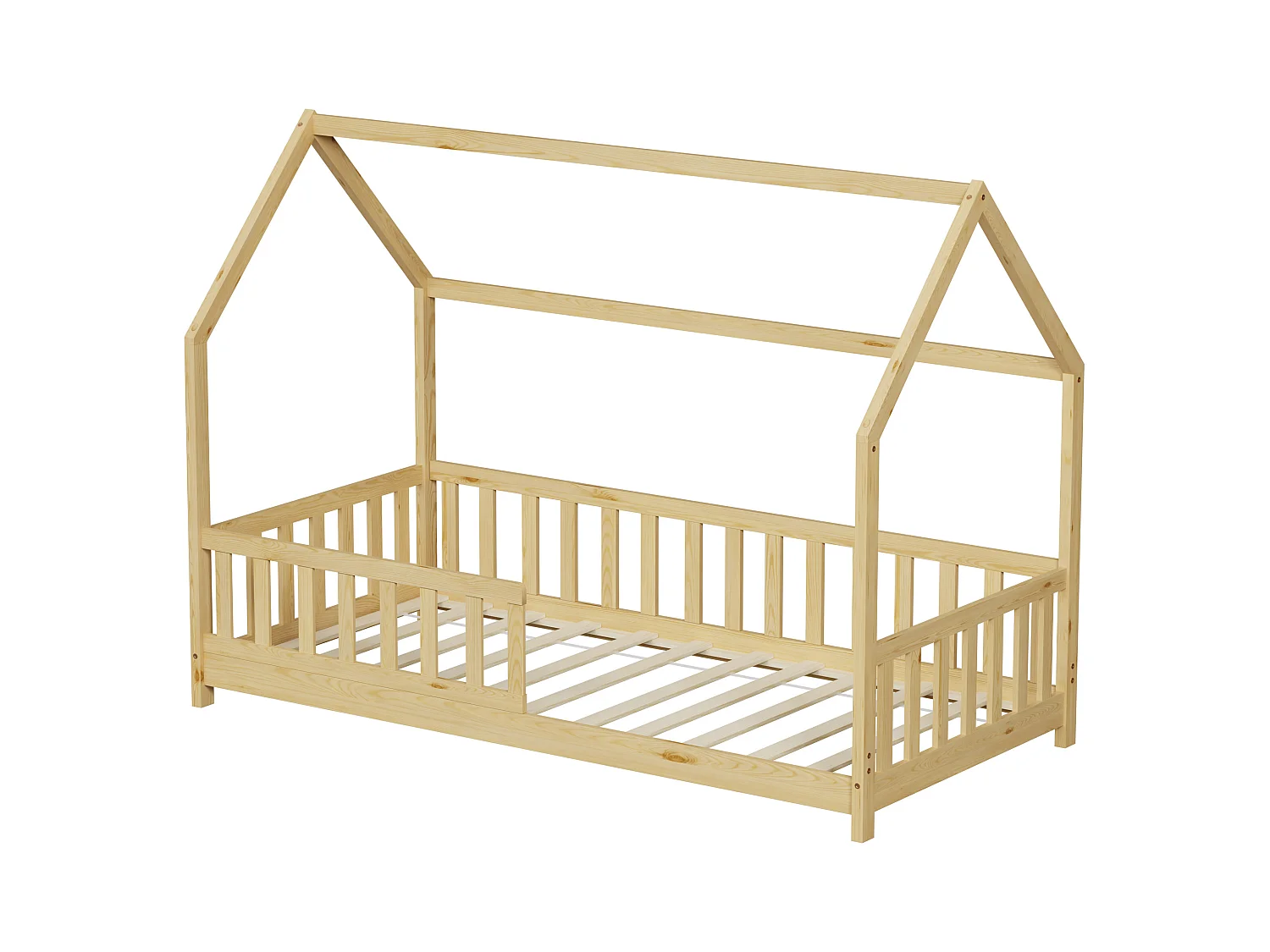 MINEA | Lit cabane avec barrière TCHOUPI 90x190 cm (matelas non inclus)