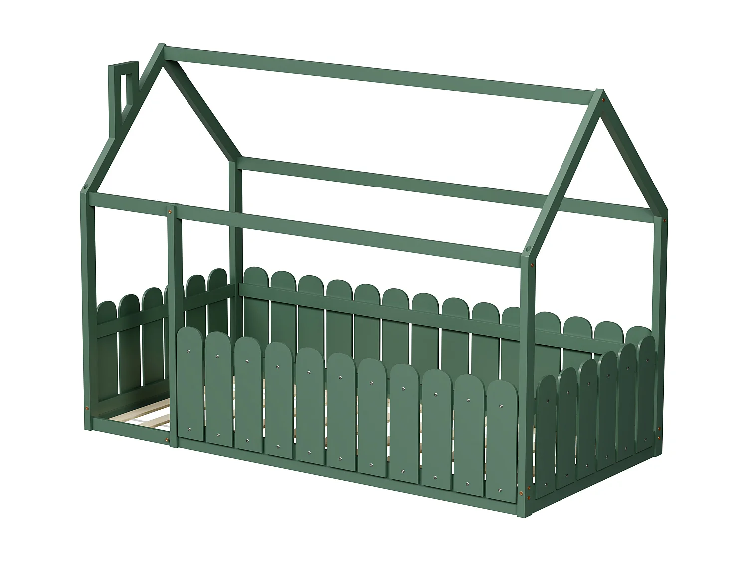 MINEA | Lit cabane avec barrière CALINOU 90x190 cm (matelas non inclus)