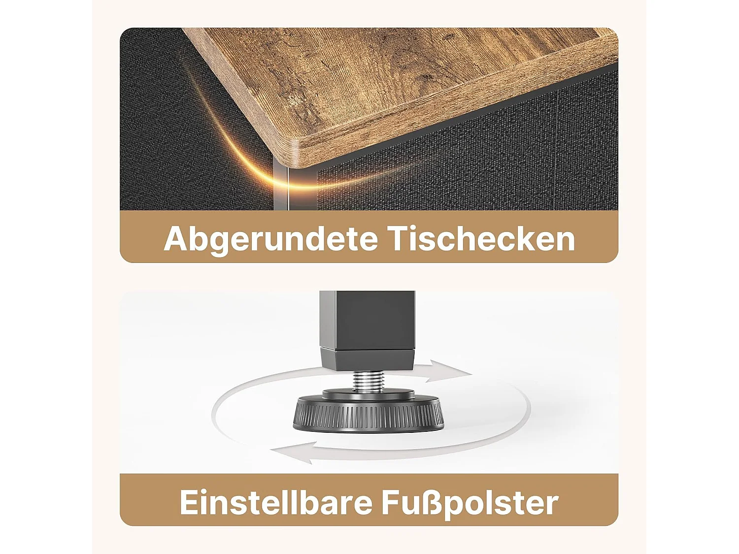 Commode de Chambre Bealife 8 Tiroirs en Tissu Cadre en Acier Pieds en Plastique Réglable Rangement Meuble Marron Vintage