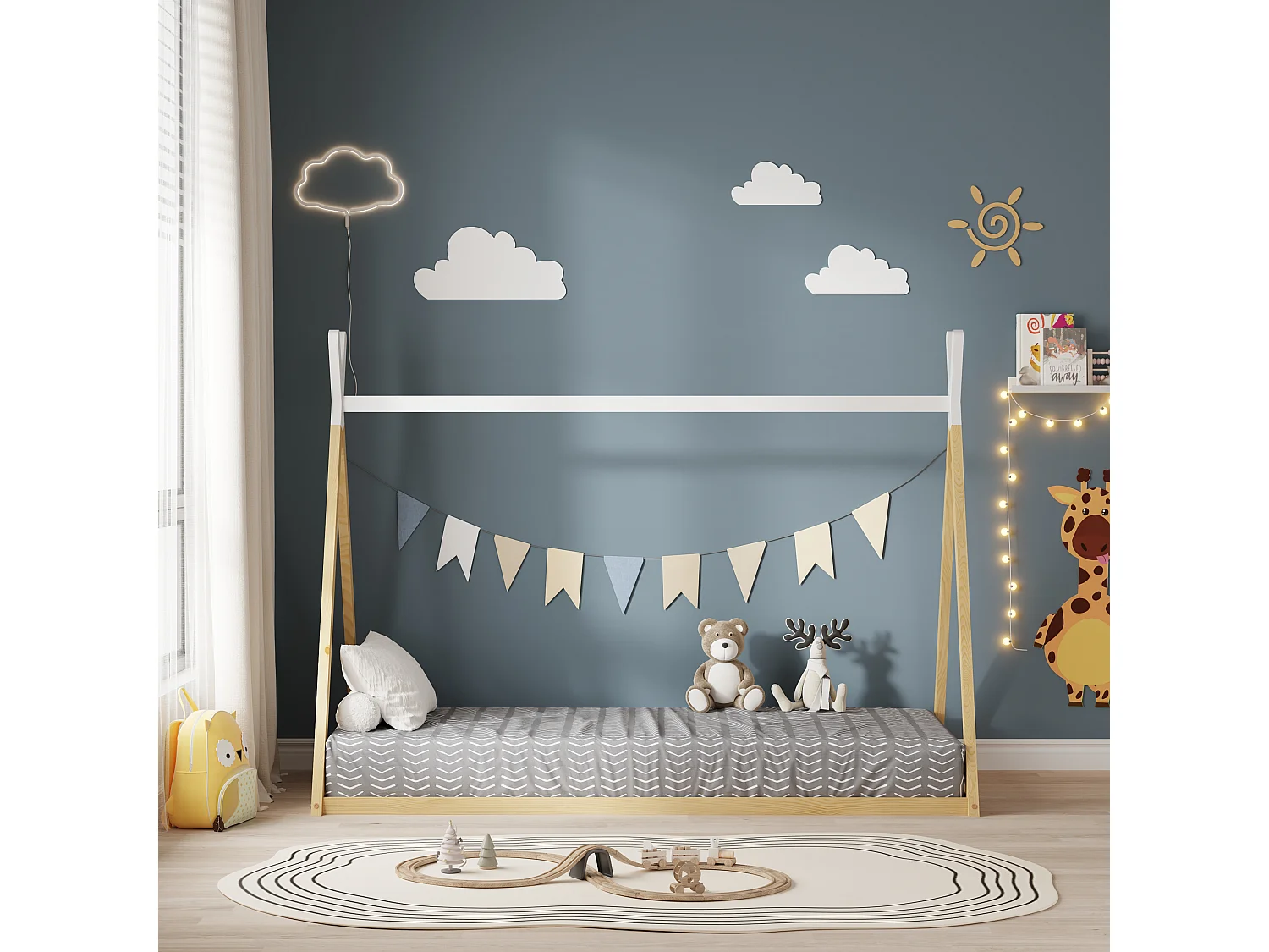 MINEA | Lit tipi INDY 90x190 cm (matelas non inclus)