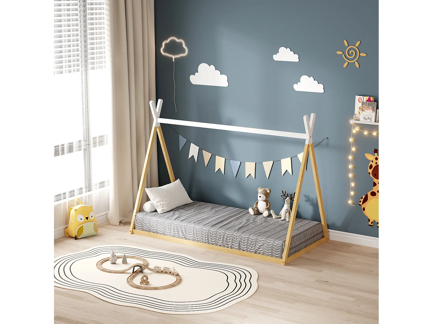 MINEA | Lit tipi INDY 90x190 cm (matelas non inclus)