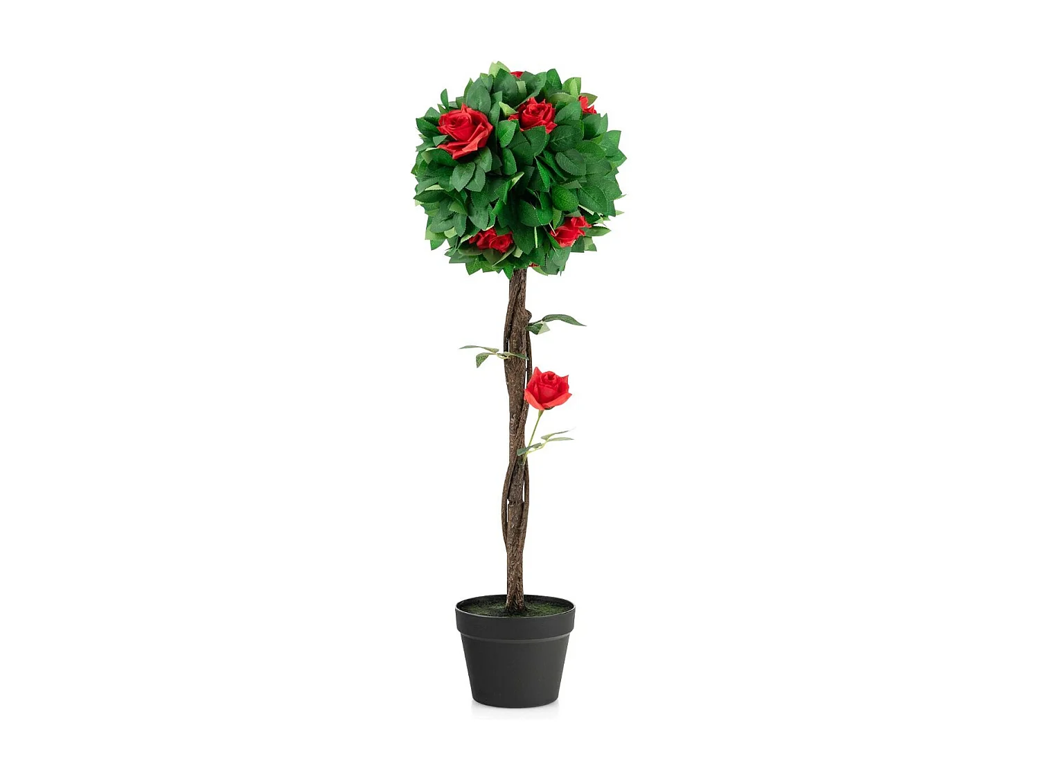 Plante Artificielle 94CM en Pot Rempli de Ciment Stable/Fausse Camélia 12 Têtes Rouges Glorieuses 180 Feuilles pour Décoration de Salon Balcon Chambre Bureau