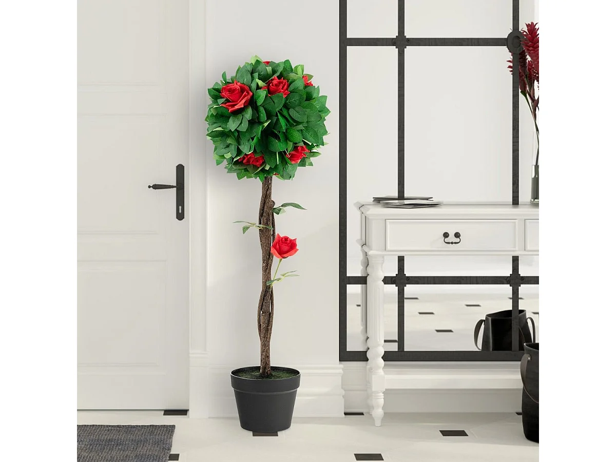 Plante Artificielle 94CM en Pot Rempli de Ciment Stable/Fausse Camélia 12 Têtes Rouges Glorieuses 180 Feuilles pour Décoration de Salon Balcon Chambre Bureau