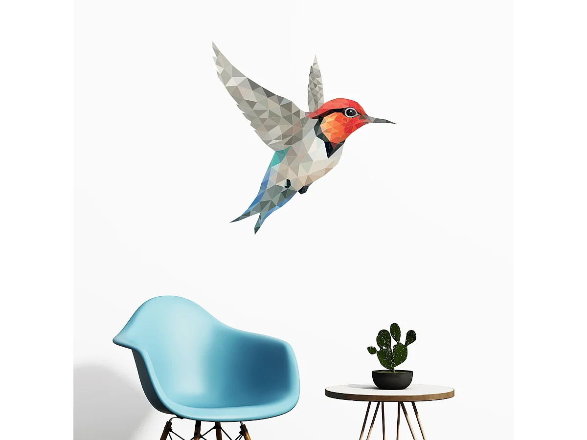 Sticker origami colibri 50 x 50 cm