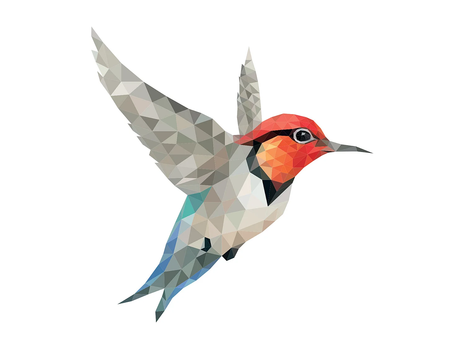 Sticker origami colibri 50 x 50 cm