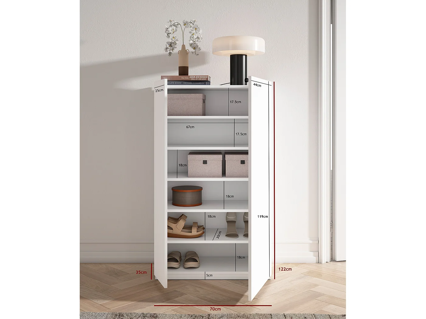 Sapateira - A122cm x L70cm x P35cm branca - Akra