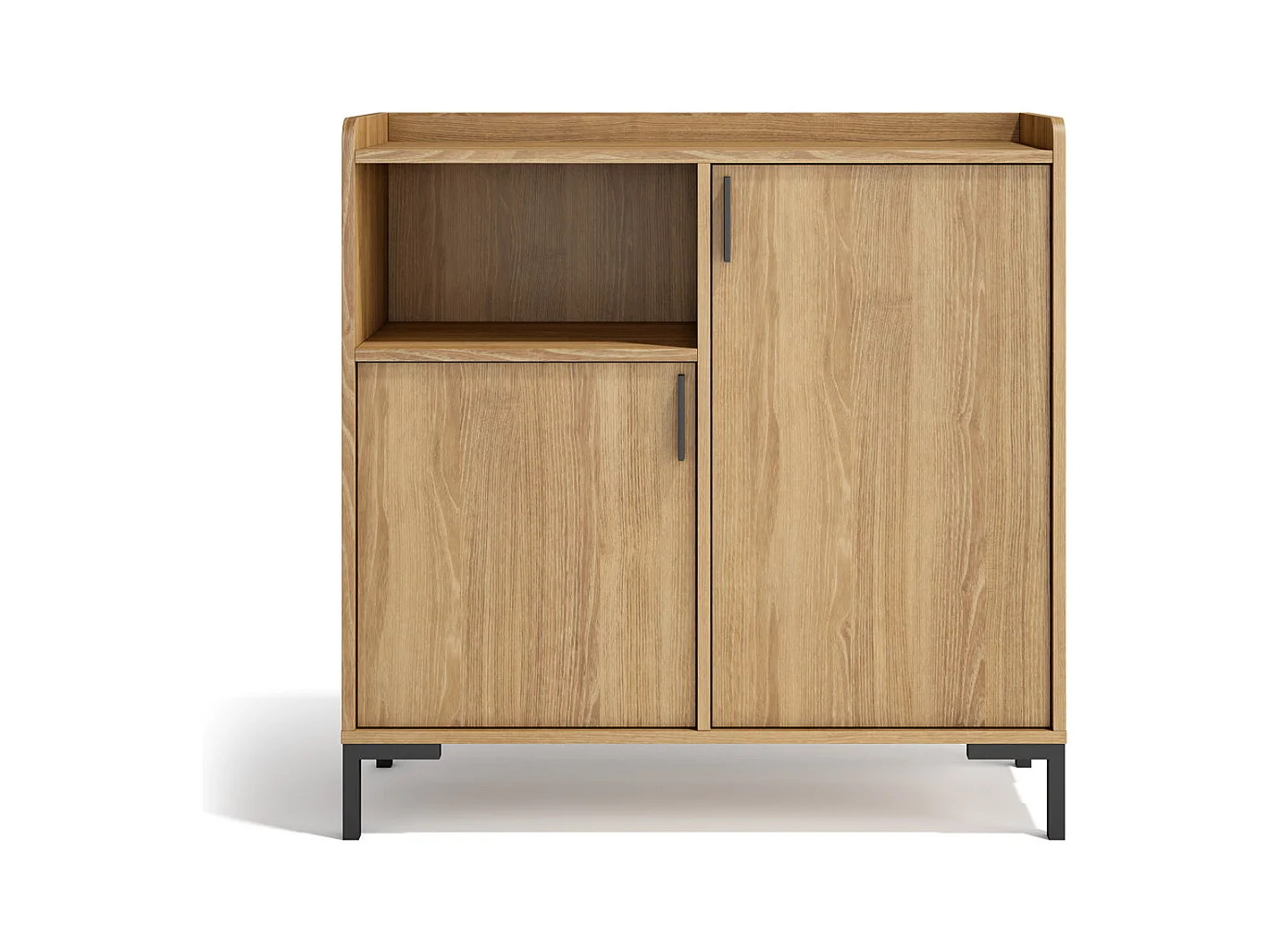 Buffet rangement - H88cm x L90cm x P33cm chêne doré - Dover