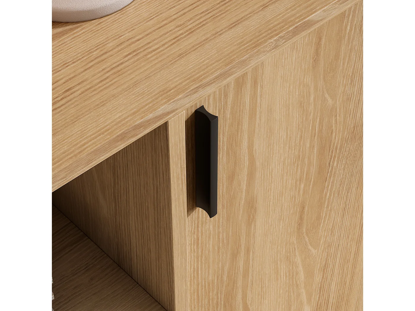 Buffet rangement - H88cm x L90cm x P33cm chêne doré - Dover