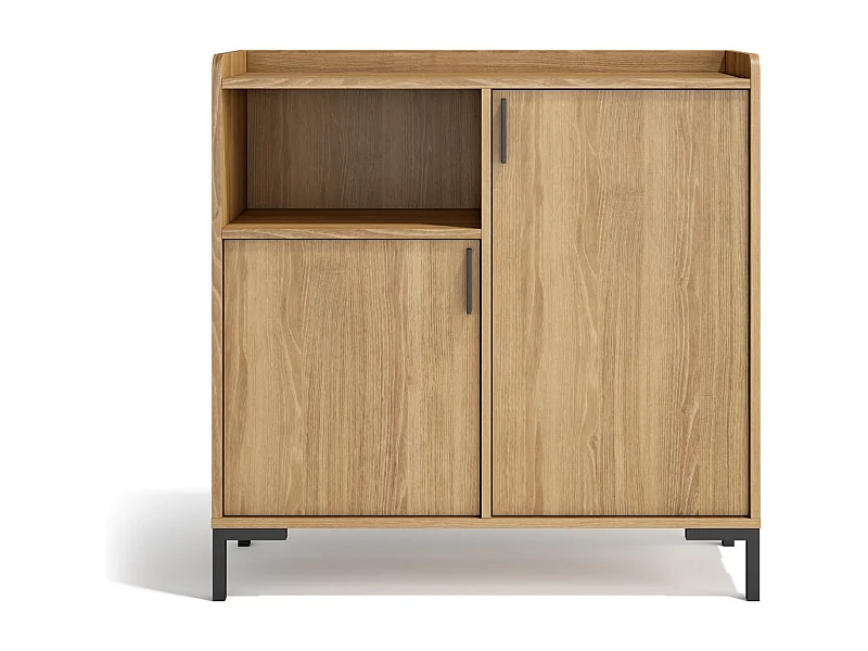 Buffet rangement - H88cm x L90cm x P33cm chêne doré - Dover