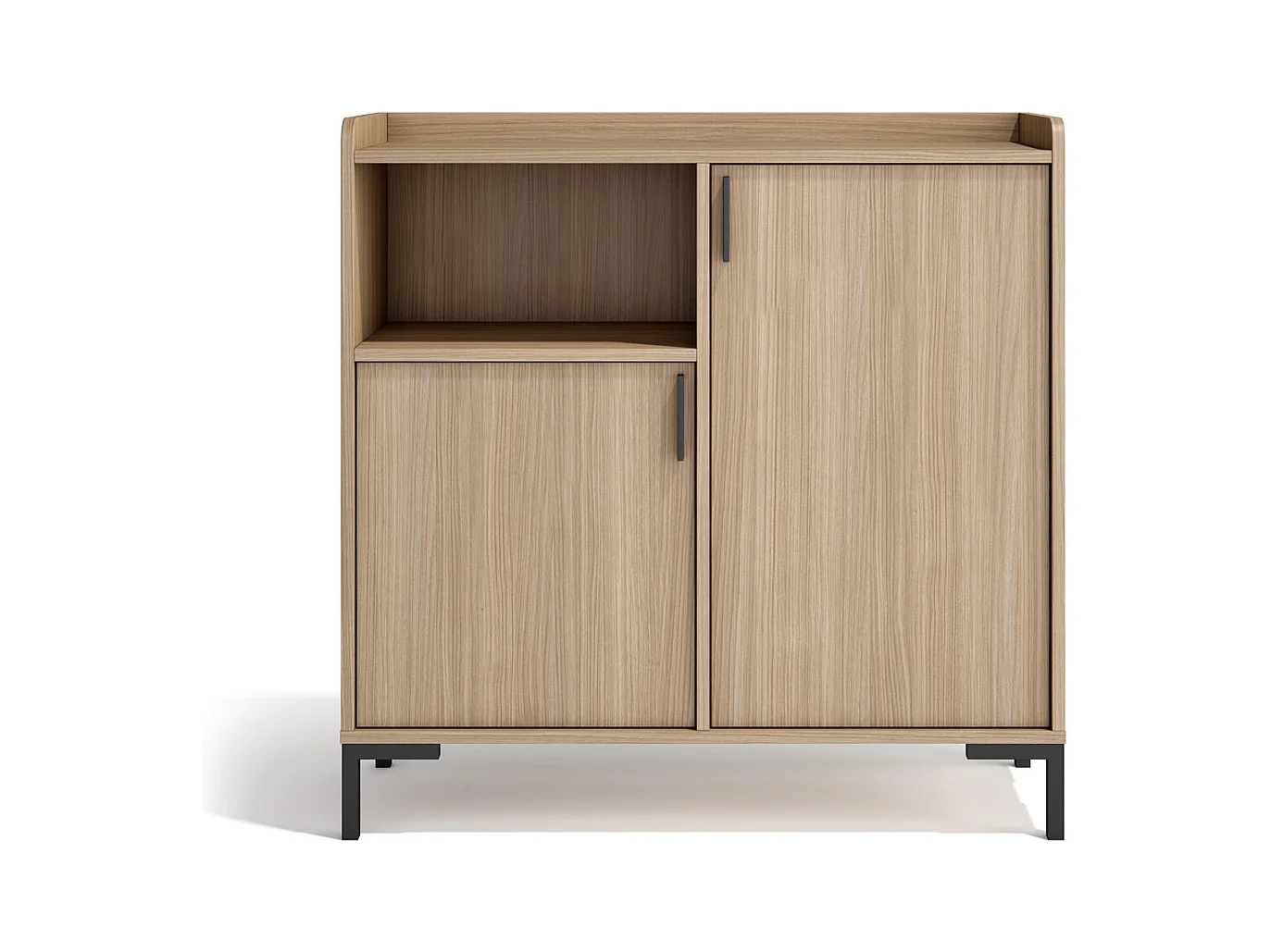 Buffet rangement - H88cm x L90cm x P33cm noyer clair - Dover