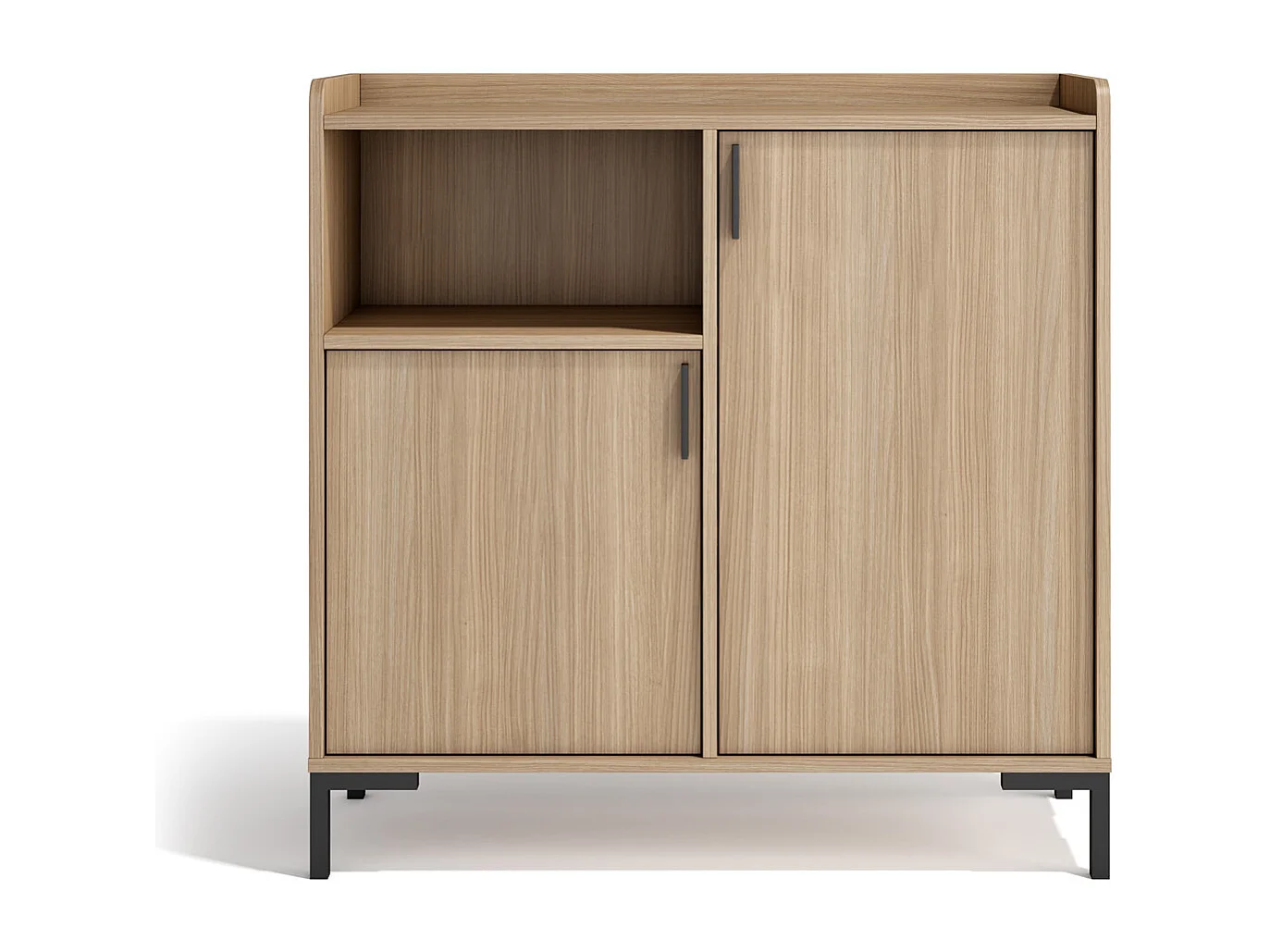 Buffet rangement - H88cm x L90cm x P33cm noyer clair - Dover