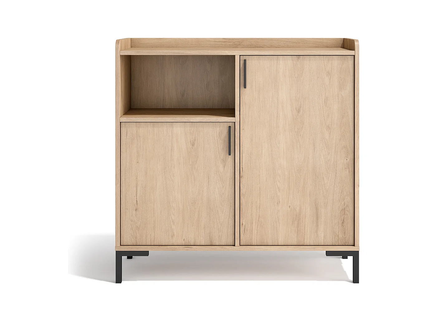 Buffet rangement - H88cm x L90cm x P33cm chêne clair - Dover