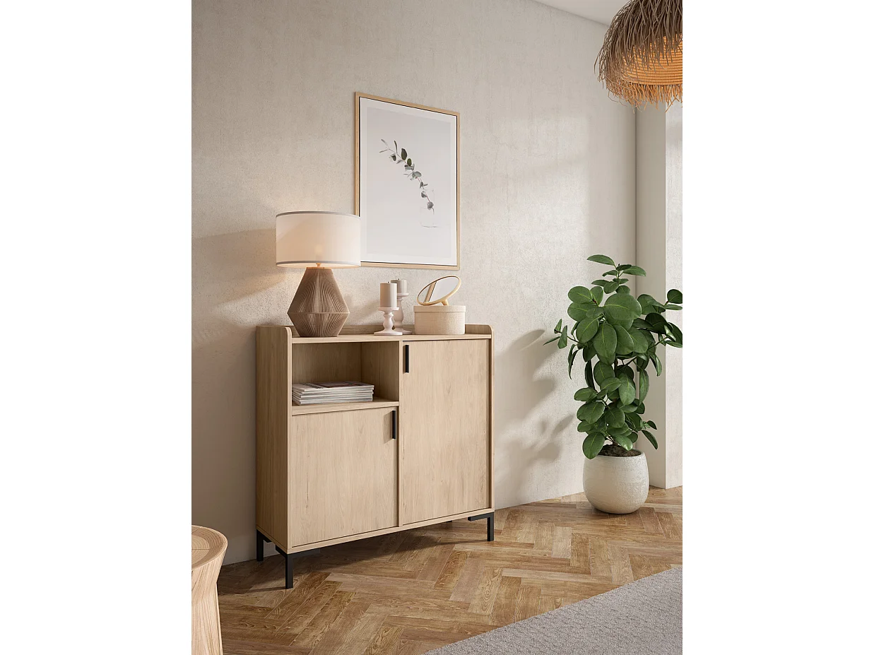 Aparador - A88cm x L90cm x P33cm roble claro - Dover