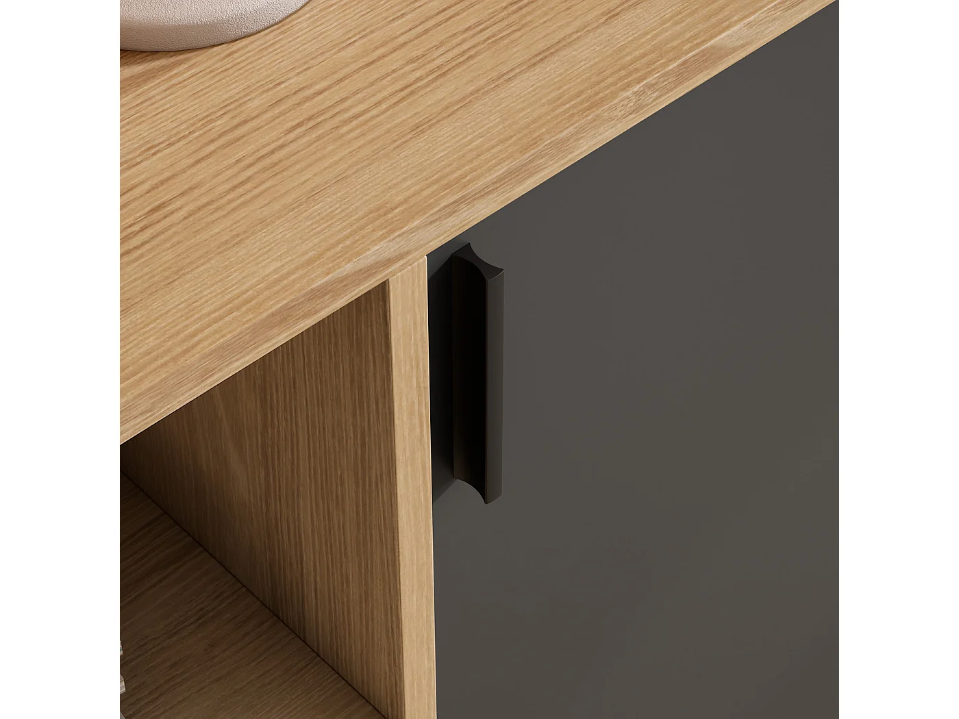 Aparador - A88cm x L90cm x P33cm carvalho dourado portas grafite - Dover