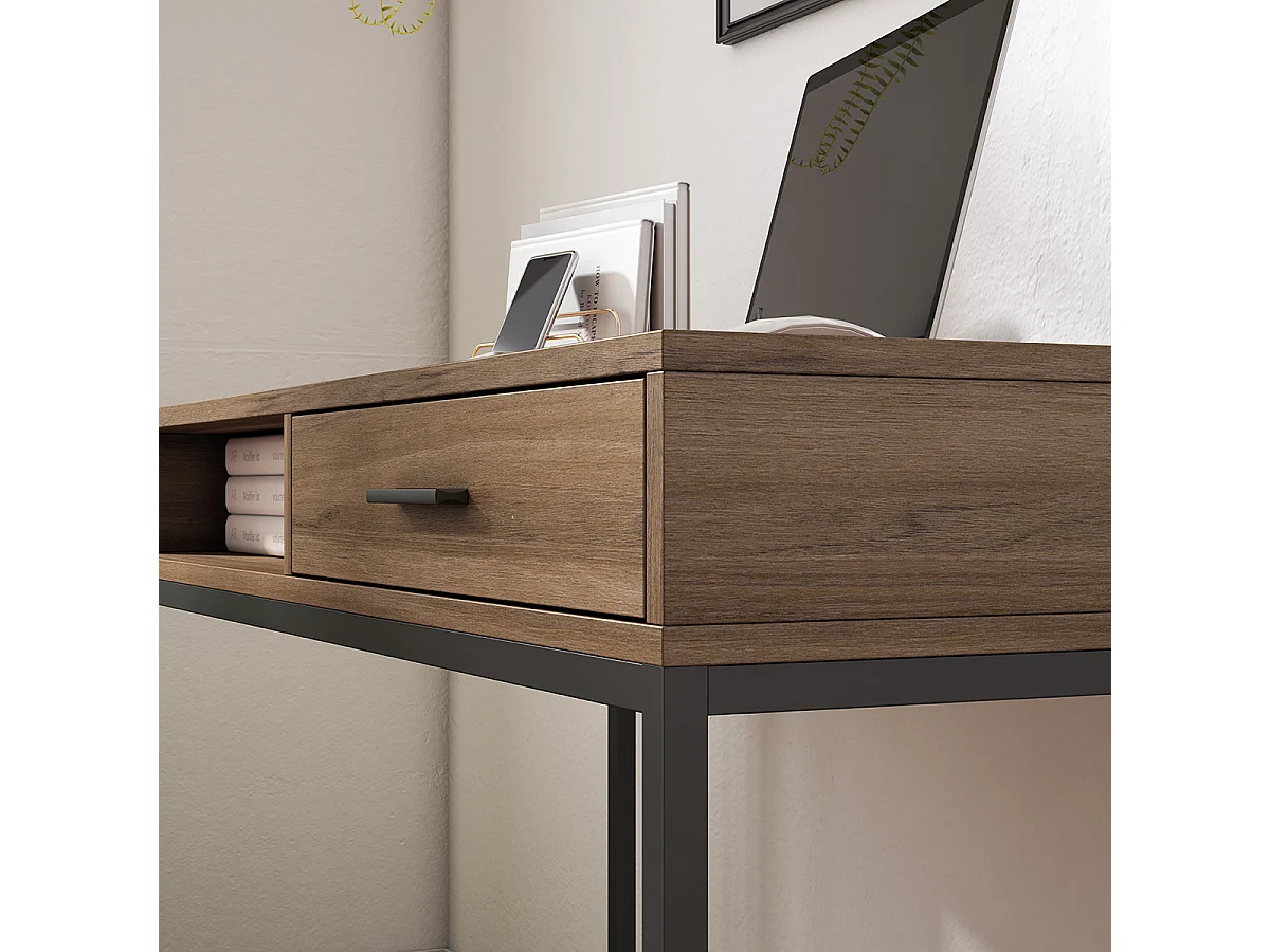 Bureau 1 tiroir - H79cm x L105cm x P48cm noyer - Canterbury