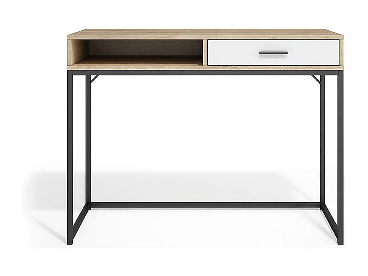 Escrivaninha 1 gaveta - A79cm x L105cm x P48cm carvalho claro gaveta branca - Canterbury