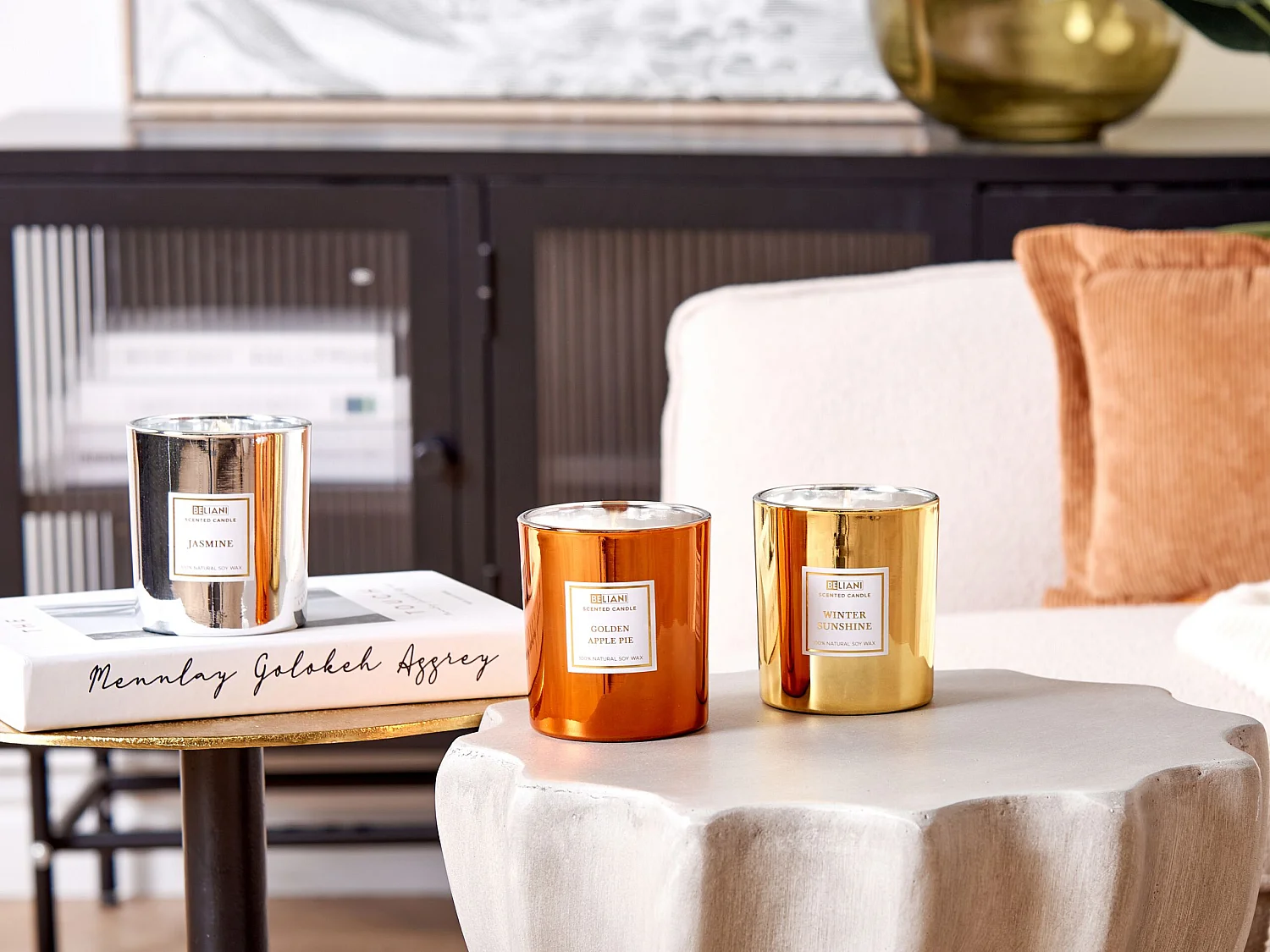 Duftkerzen 3er Set METALLIC GLAMOUR Sojawachs Süssliche Note