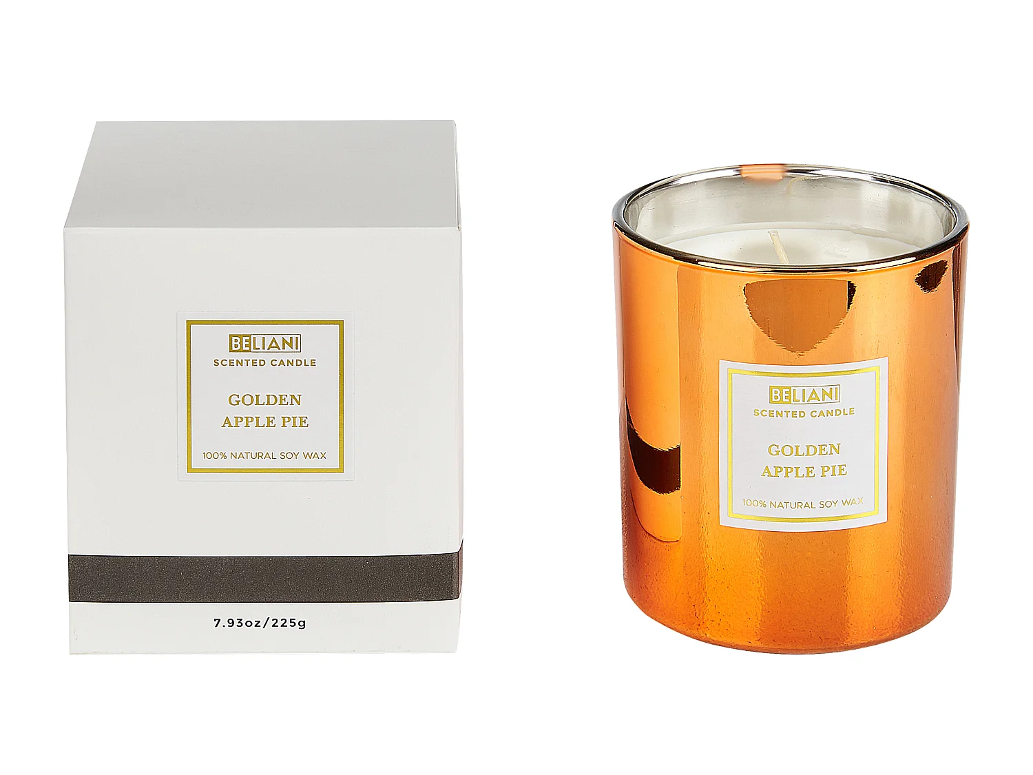 Set di 3 Candele Profumate METALLIC GLAMOUR Cera di Soia Note dolci