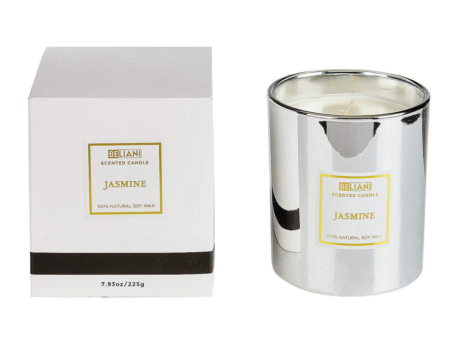 Set di 3 Candele Profumate METALLIC GLAMOUR Cera di Soia Note dolci