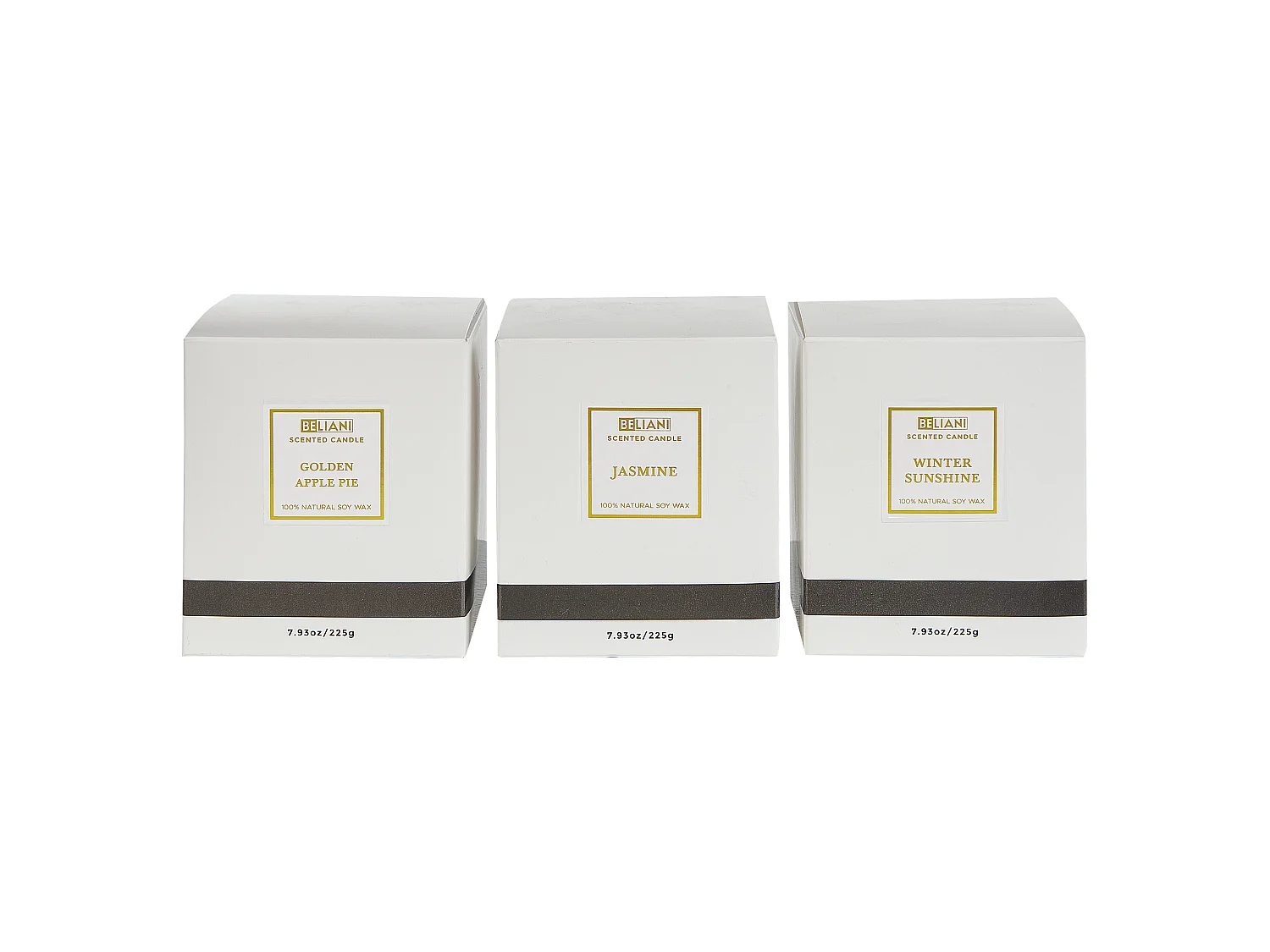 Duftkerzen 3er Set METALLIC GLAMOUR Sojawachs Süssliche Note