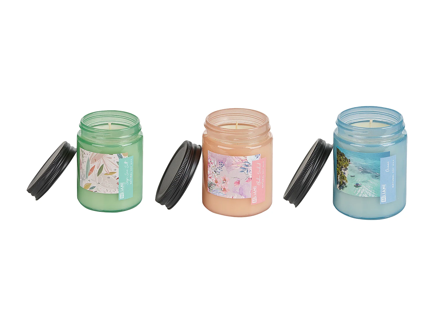Set van 3 geurkaarsen FRUITY BLOOM Soja wax Frisse geurnoten Bloemige geurnoten