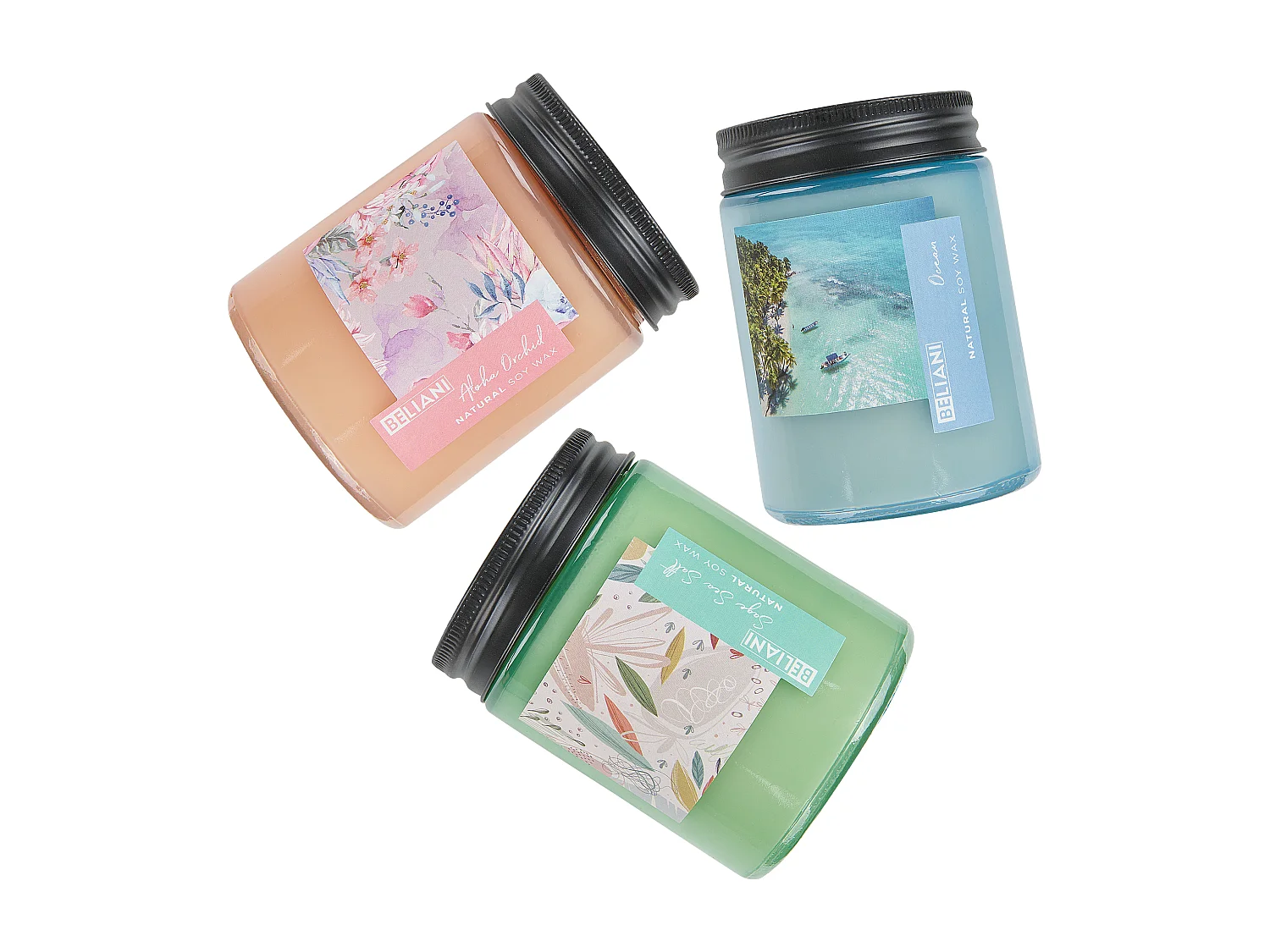 Set van 3 geurkaarsen FRUITY BLOOM Soja wax Frisse geurnoten Bloemige geurnoten