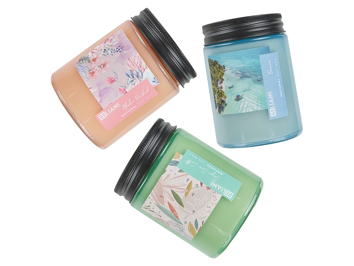 Set van 3 geurkaarsen FRUITY BLOOM Soja wax Frisse geurnoten Bloemige geurnoten