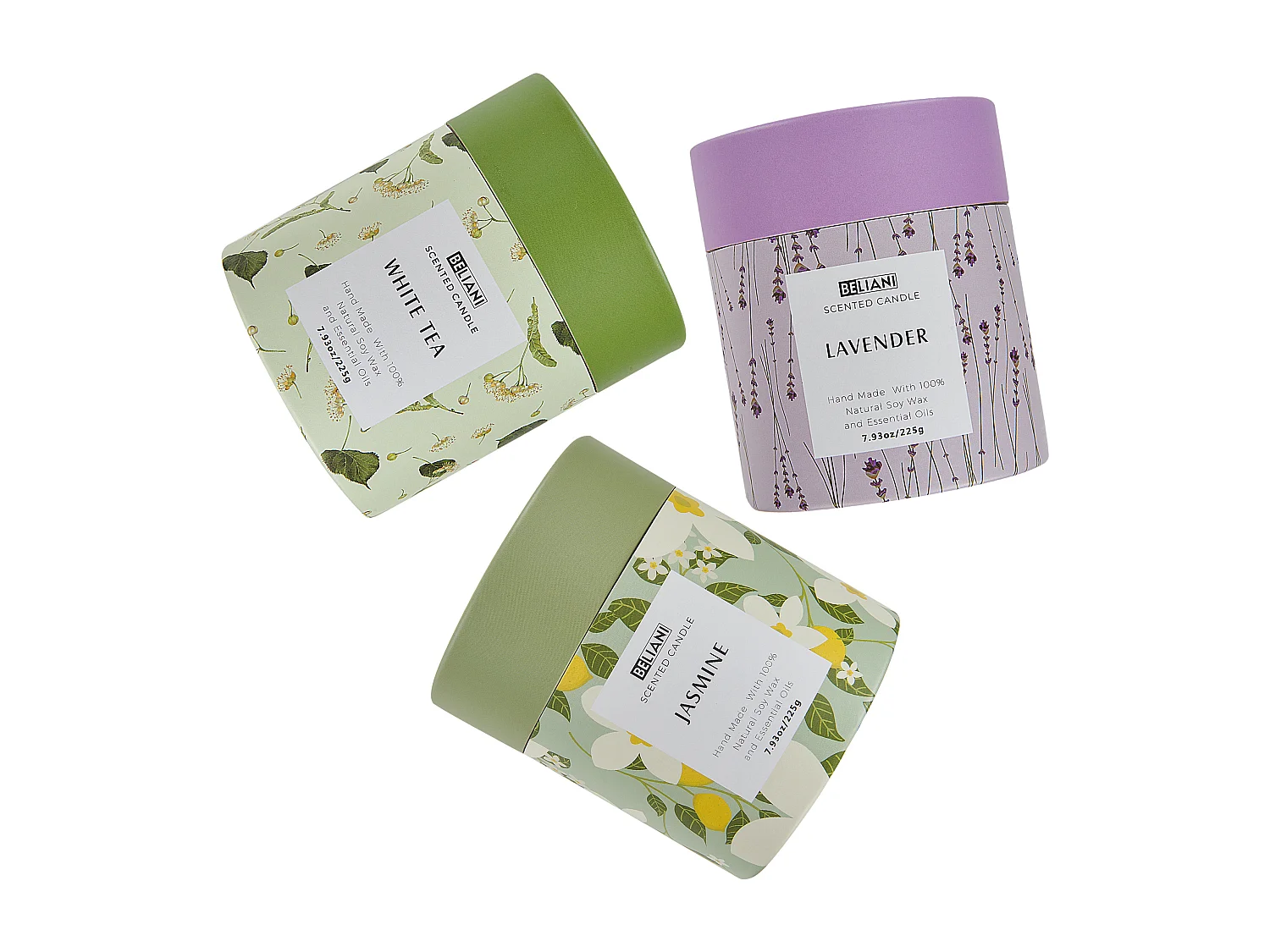 Duftkerzen 3er Set COLORFUL BARREL Sojawachs Frische Note Blumige Note