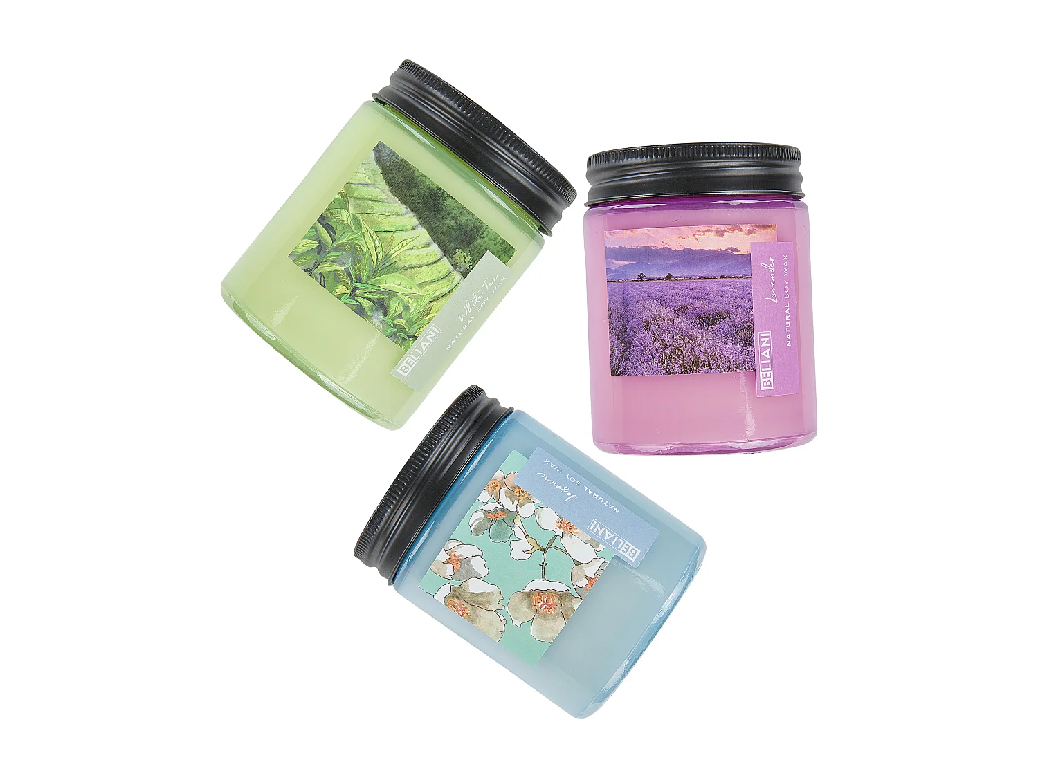 Duftkerzen 3er Set FRUITY BLOOM Sojawachs Frische Note Blumige Note