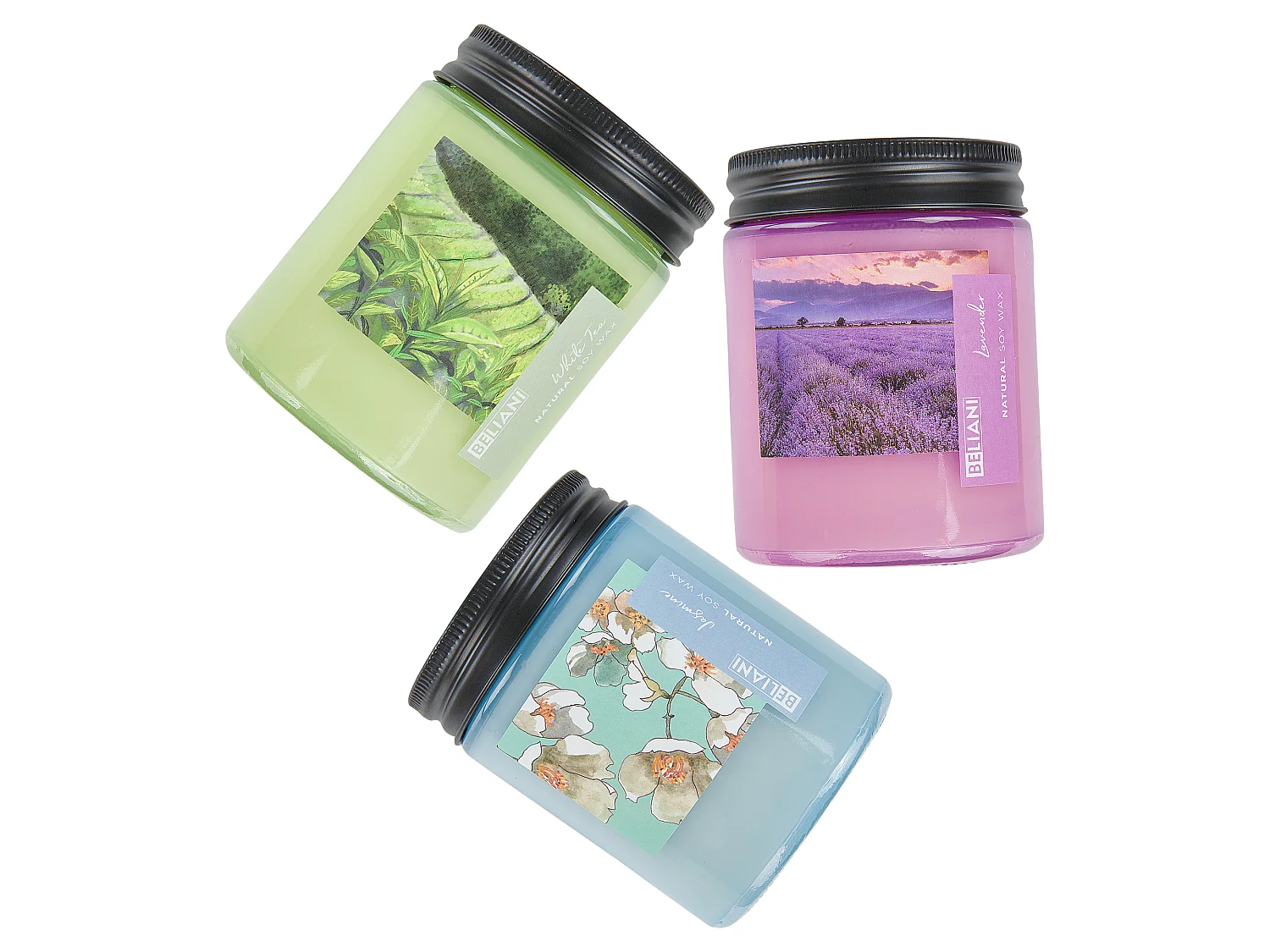 Set van 3 geurkaarsen FRUITY BLOOM Soja wax Frisse geurnoten Bloemige geurnoten