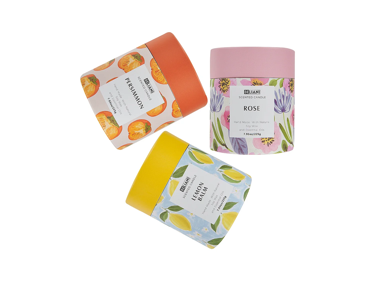 Duftkerzen 3er Set COLORFUL BARREL Sojawachs Orientalische Note Krautige Note Blumige Note