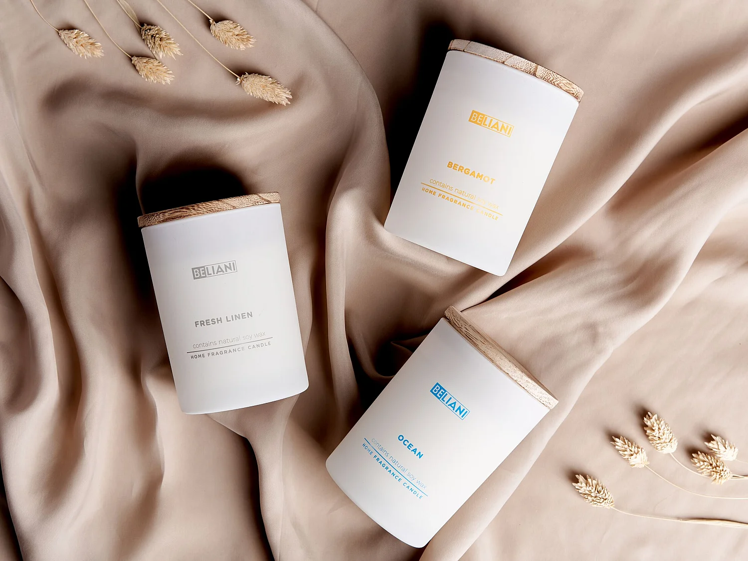 Lot de 3 bougies parfumées SIMPLICITY Cire de soja Notes fruitées Notes de fraîcheur