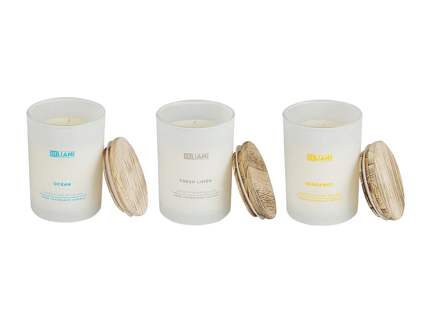 Lot de 3 bougies parfumées SIMPLICITY Cire de soja Notes fruitées Notes de fraîcheur