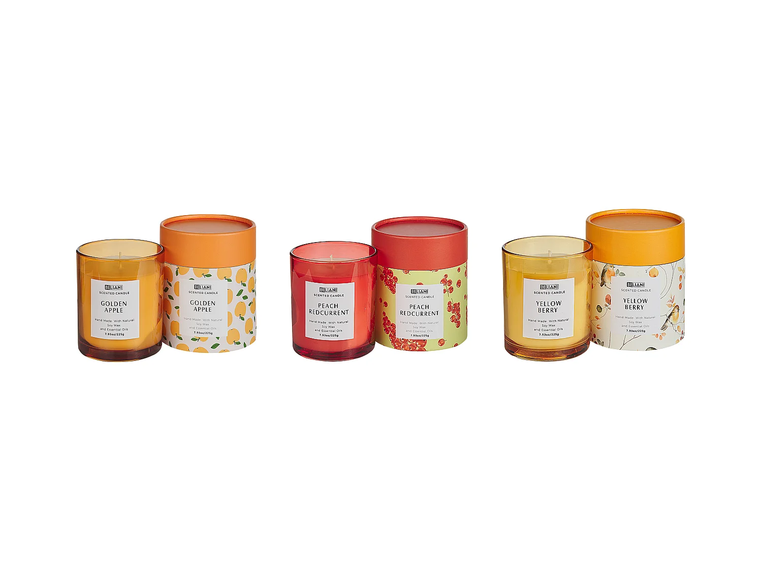 Lot de 3 bougies parfumées COLORFUL BARREL Cire de soja Notes fruitées