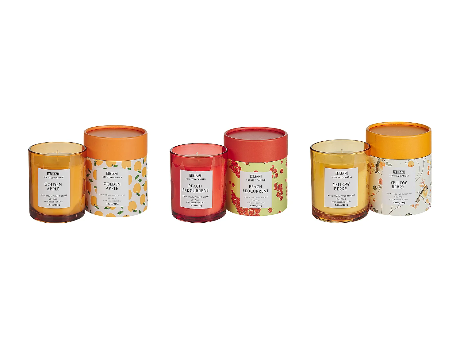 Lot de 3 bougies parfumées COLORFUL BARREL Cire de soja Notes fruitées