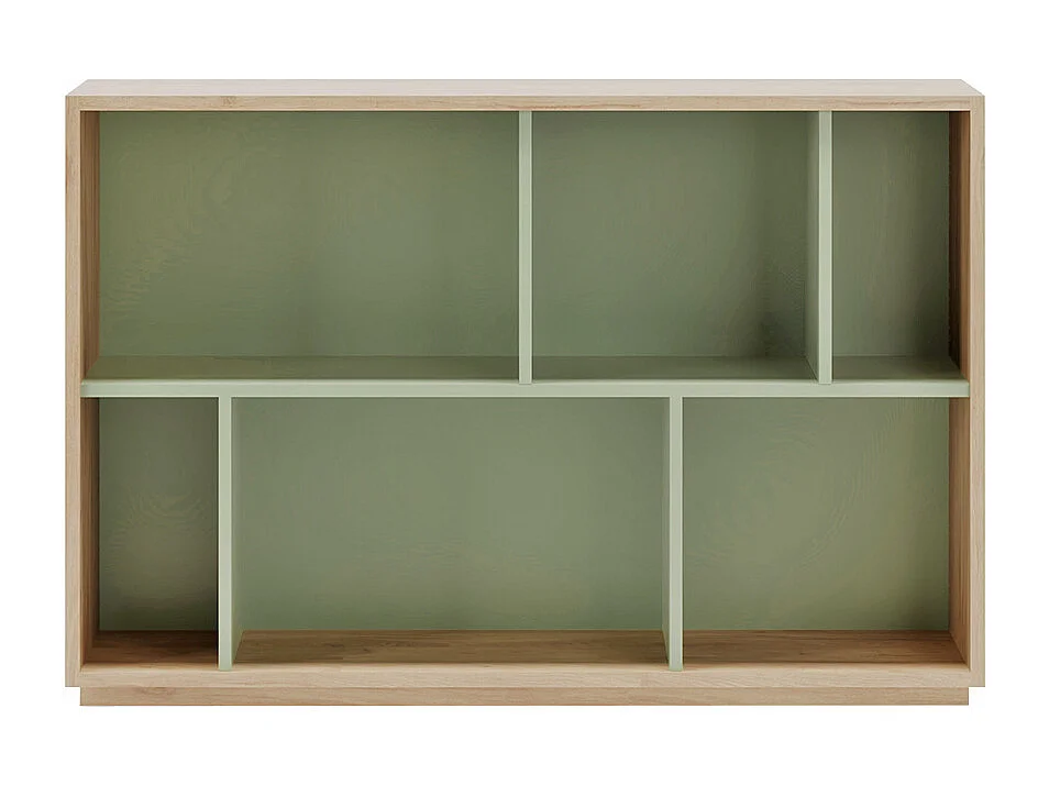 Biblioteca 2 prateleiras - A80cm x C119cm x P32cm carvalho e verde - Nack