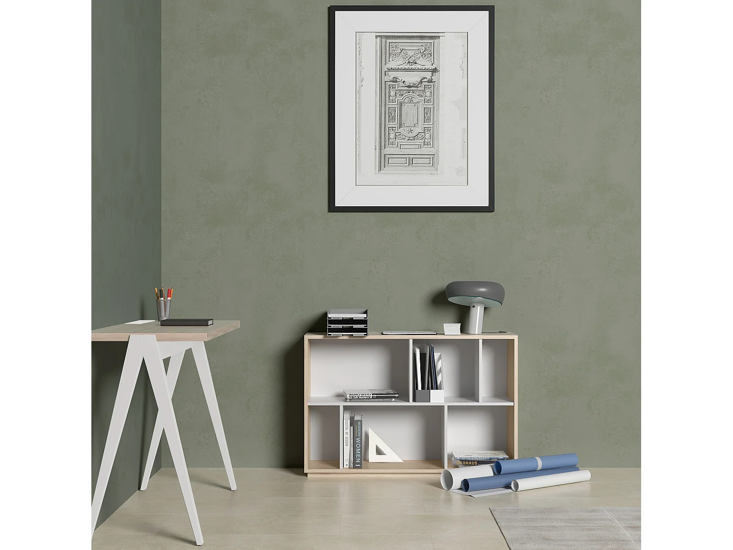 Biblioteca 2 prateleiras - A80cm x C119cm x P32cm carvalho e branco - Nack