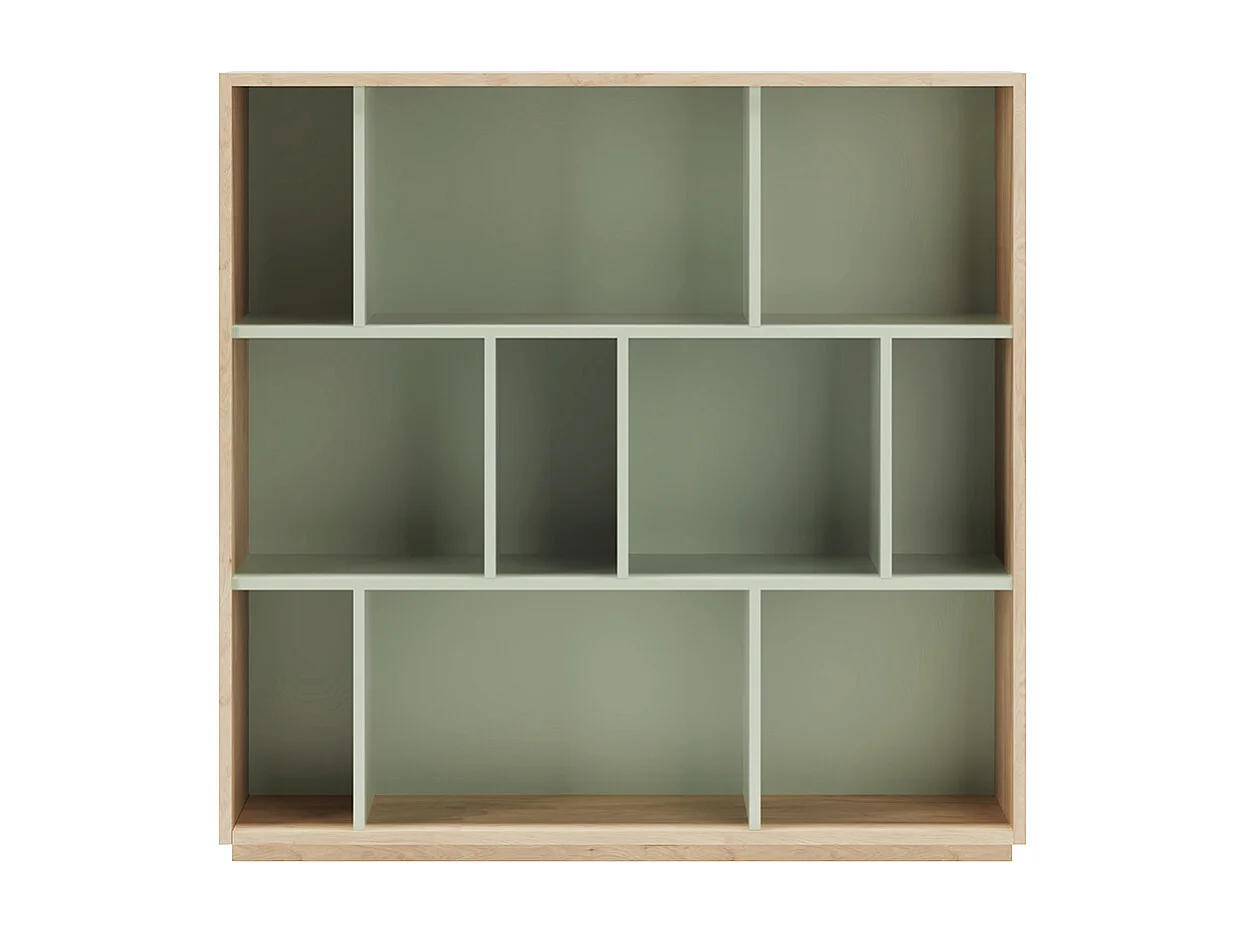 Biblioteca 3 prateleiras - A117cm x C119cm x P32cm carvalho e verde - Nack