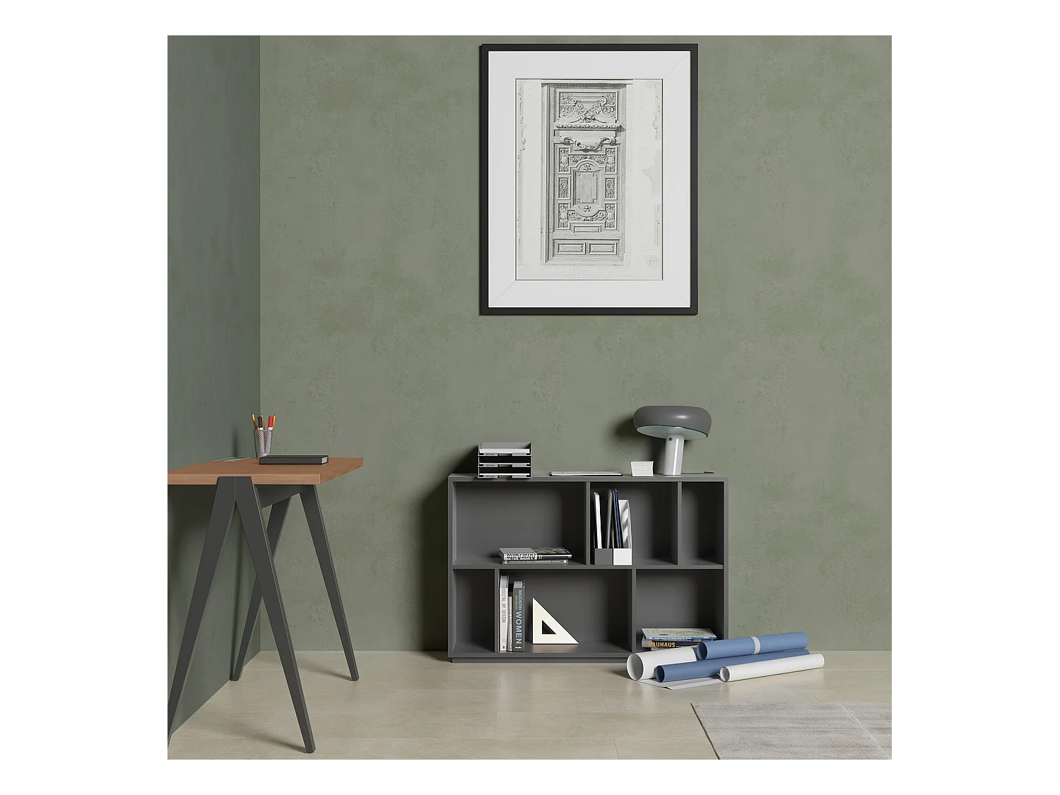 Biblioteca 2 prateleiras - A80cm x C119cm x P32cm antracite - Nack