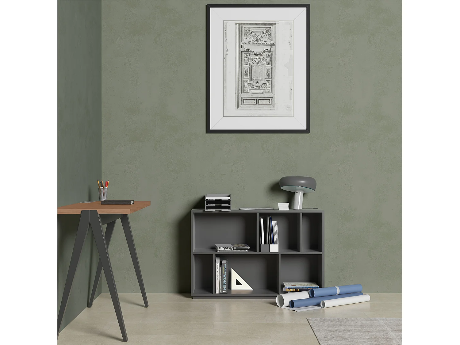 Biblioteca 2 prateleiras - A80cm x C119cm x P32cm antracite - Nack