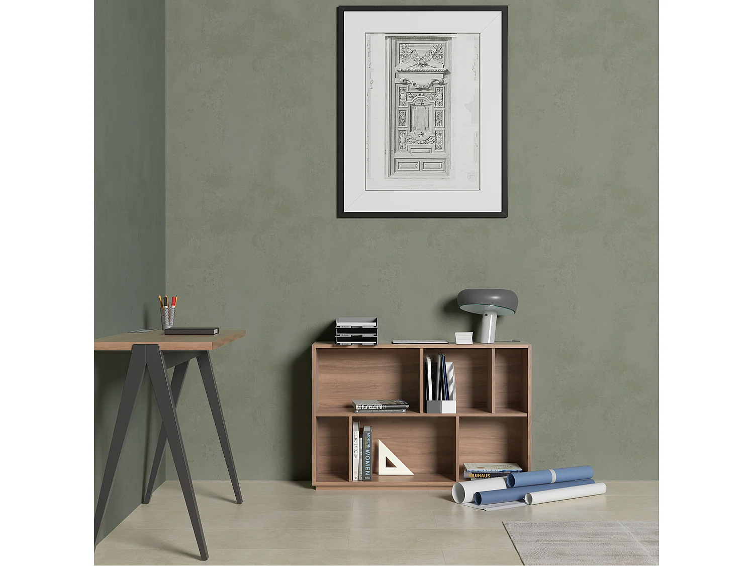 Biblioteca 2 prateleiras - A80cm x C119cm x P32cm nogueira - Nack