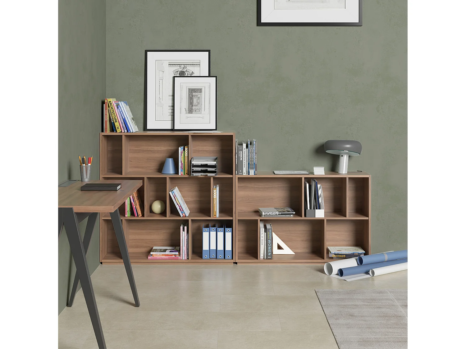 Biblioteca 2 prateleiras - A80cm x C119cm x P32cm nogueira - Nack