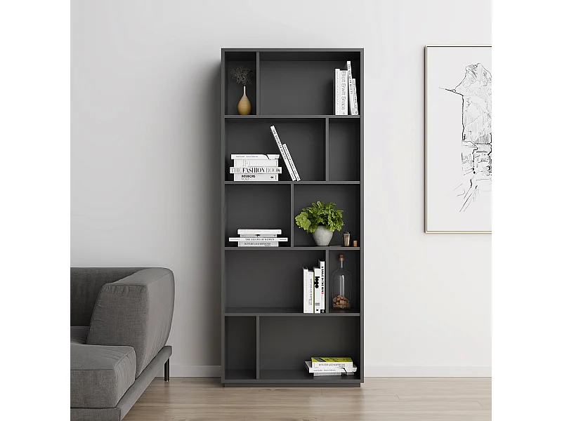 Biblioteca 5 prateleiras - A191cm x C80cm x P32cm antracite - Nack