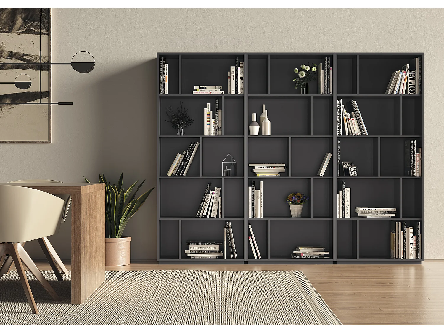 Biblioteca 5 prateleiras - A191cm x C80cm x P32cm antracite - Nack